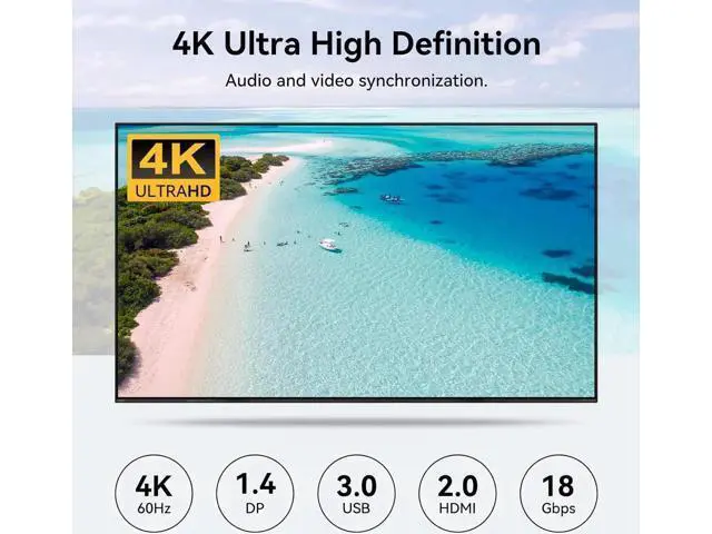 Alt view image 5 of 7 - Aomoproing Dual Monitor HDMI+Displayport KVM Switch 4 Computers 2 Monitors 4K@60Hz 2K@120Hz 4 Port KVM Switches for 4 PCs Share 4 USB 3.0 Devices with Remote Control,USB3.0 Cables and Power Adapte
