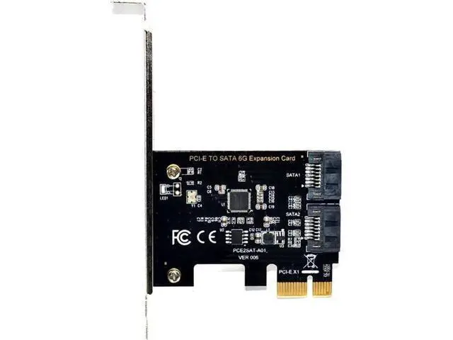 Alt view image 2 of 6 - Aomoproing PCI Express SATA 3 Controller Card 2 Port PCIe SATA III 6GB/s Internal Adapter Converter for Desktop PC Supports SSD and HDD