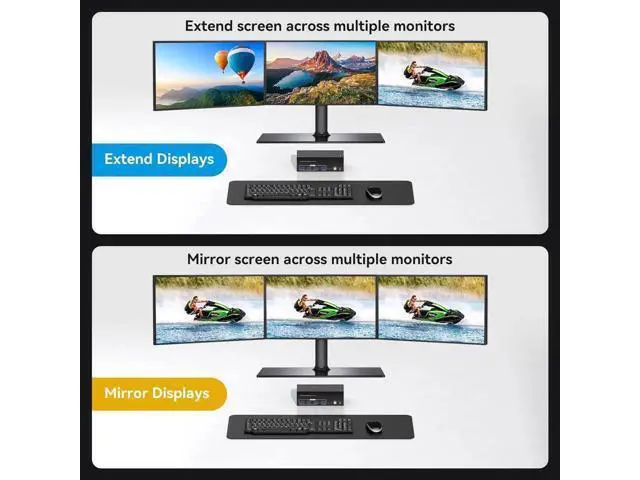 Alt view image 7 of 7 - Aomoproin4K@120Hz HDMI and 2 Displayport KVM Switch 3 Monitors 2 Computers DP 1.4 8K Display Port for 2 PC or Laptops Share Triple Monitor and 4 USB 3.0 Peripherals Support Extended and Duplicate Mode