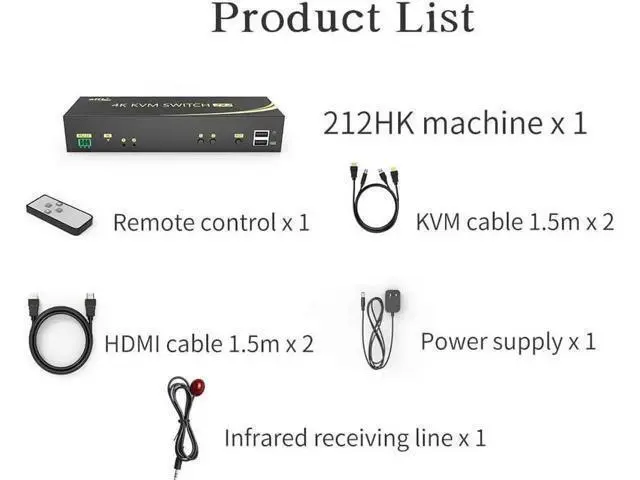 Alt view image 3 of 7 - 4K HDMI KVM Switch 2 in 2 Out Dual Monitor Extended Display 4K @60Hz 4:4:4 with Audio and USB 2.0 Hub Sharing PC Monitor Keyboard Mouse Switcher; supports RS232, Remote control, Hotkey