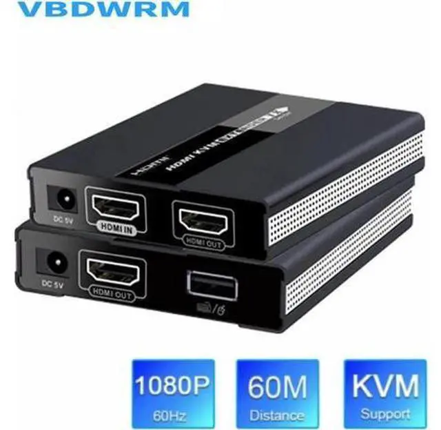 Main image of HDMI KVM Extender Switch Over RJ45 Ethernet Network USB KVM HDMI Extension 60M POC 1080P Over CAT5e/6 For PS4 USB