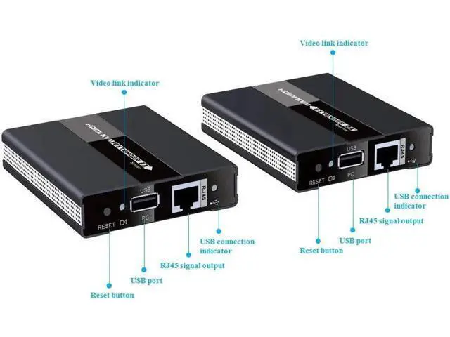 Alt view image 2 of 6 - HDMI KVM Extender Switch Over RJ45 Ethernet Network USB KVM HDMI Extension 60M POC 1080P Over CAT5e/6 For PS4 USB