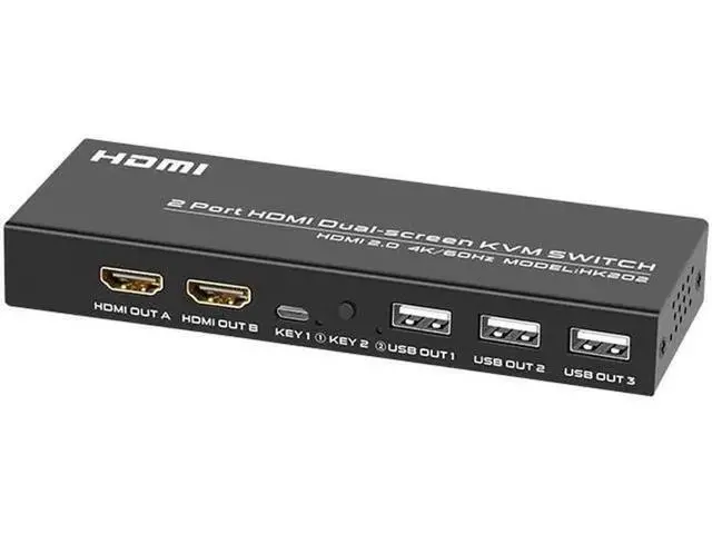 Alt view image 2 of 6 - Switch 2In 2 Out Dual Screen Expansion two computers share two monitors share USB keyboard mouse hdmi-compatible switcher