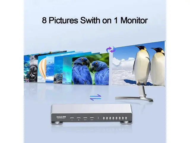 Alt view image 2 of 6 - Switch Hdmi 4K USB KVM Switch 8 Ports for Computer Laptop Xbox PS4/PS5 Monitor TV Projector