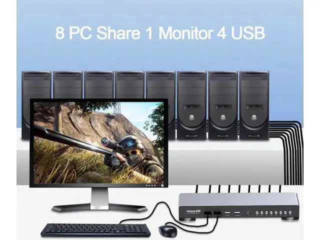 Alt view image 4 of 6 - Switch Hdmi 4K USB KVM Switch 8 Ports for Computer Laptop Xbox PS4/PS5 Monitor TV Projector
