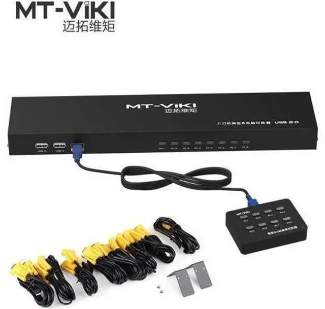 Main image of MT-VIKI 8 Port Smart KVM Switch Manual Key Press VGA USB Wired Remote Extension Switcher 1U Console with Cable 801UK-L