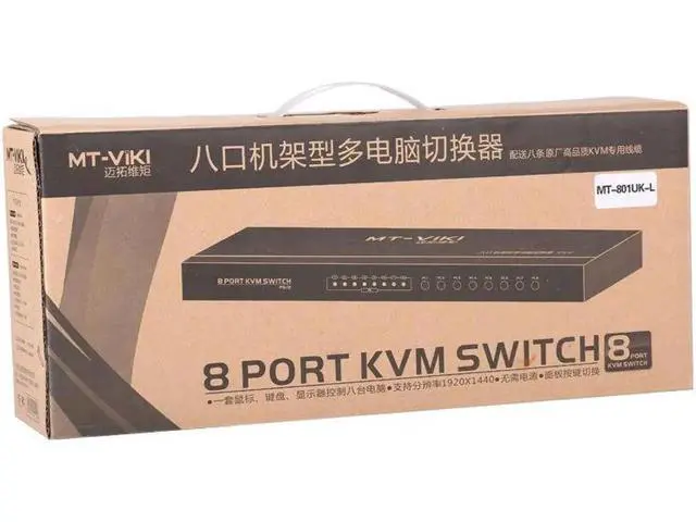 Alt view image 5 of 6 - MT-VIKI 8 Port Smart KVM Switch Manual Key Press VGA USB Wired Remote Extension Switcher 1U Console with Cable 801UK-L