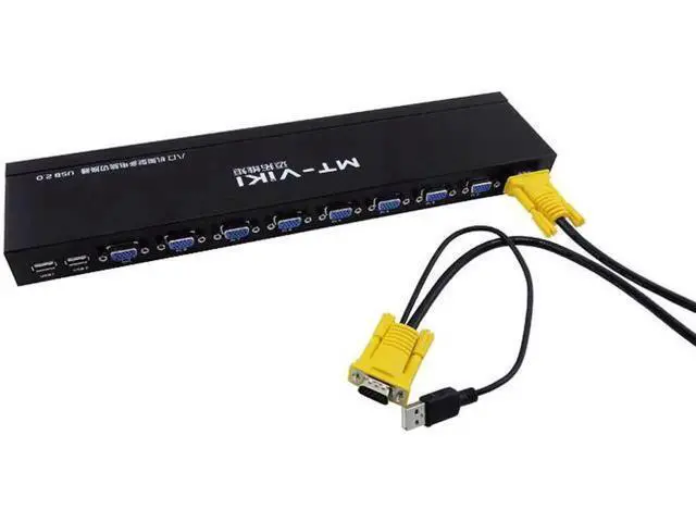 Alt view image 6 of 6 - MT-VIKI 8 Port Smart KVM Switch Manual Key Press VGA USB Wired Remote Extension Switcher 1U Console with Cable 801UK-L