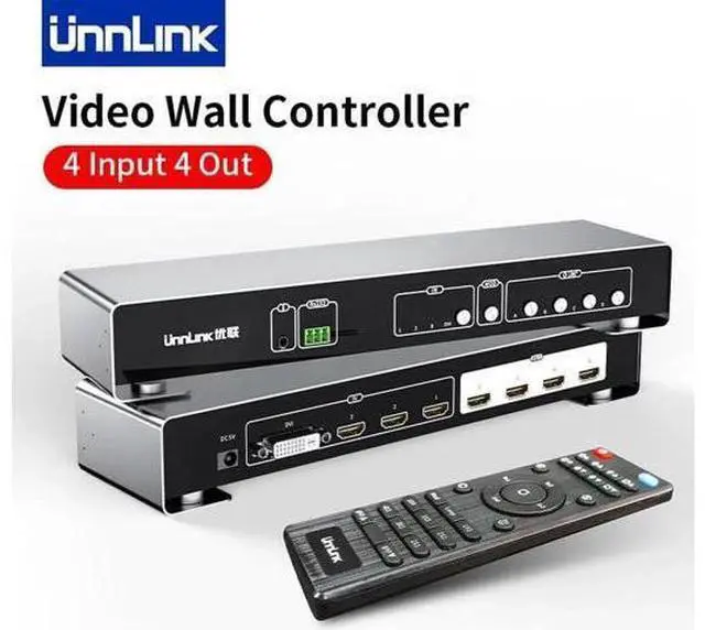 Main image of 4 In 4 Out HDMI DVI Video Wall Controller 1080P TV Splicing 1X2 1X3 1X4 2X1 3x1 4X1 2X2 HDMI Splitter Switch