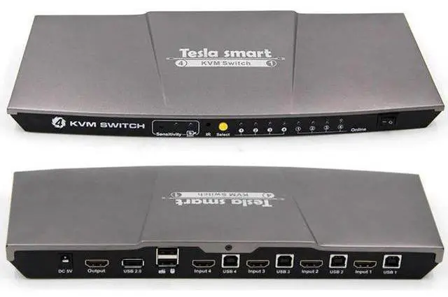 Alt view image 3 of 4 - New Smart 4K 4-Port HDMI KVM Switch with USB2.0 IR Signals