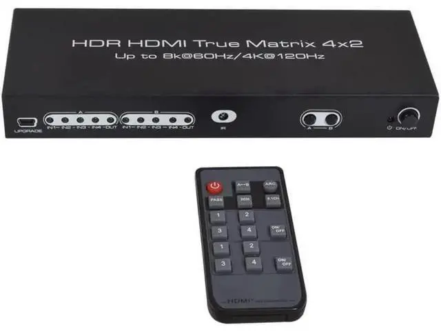 Alt view image 5 of 7 - 8K @60Hz HDR HDMI True Matrix 4x2, 4K @120Hz 4 in 2 Out HDMI Splitter Switcher HDMI Matrix Switch Box V2.1 Speed switcher, Suitable for PS4 HD TV Computer Monitor