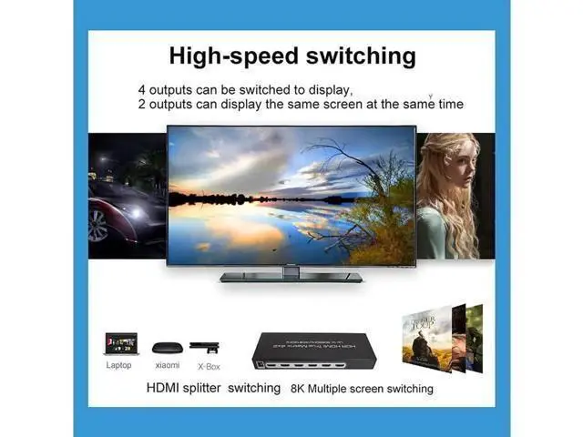 Alt view image 7 of 7 - 8K @60Hz HDR HDMI True Matrix 4x2, 4K @120Hz 4 in 2 Out HDMI Splitter Switcher HDMI Matrix Switch Box V2.1 Speed switcher, Suitable for PS4 HD TV Computer Monitor