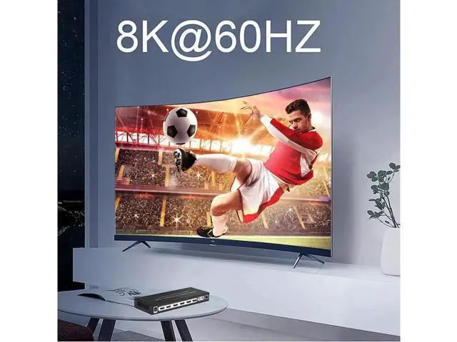 Alt view image 6 of 7 - 8K 4x2 HDMI Matrix Switch,4 in 2 Out Matrix HDMI2.1 Video Switcher Splitter +Optical & RAC Audio Output, Support 8K @60Hz 4K@120Hz HDR10 ARC with IR Remote Control for PS5 Xbox