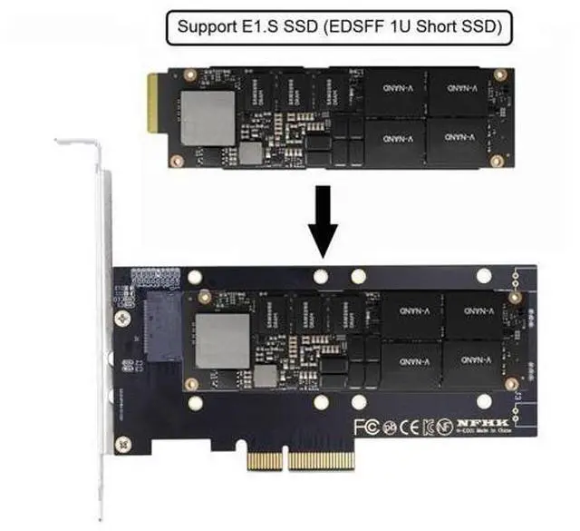 Alt view image 5 of 5 - Chenyang NVMe Ruler EDSFF SSD to PCI-E 4.0 X4 Host Adapter for 5.9mm 8.0mm 1U GEN-Z E1.S SSD