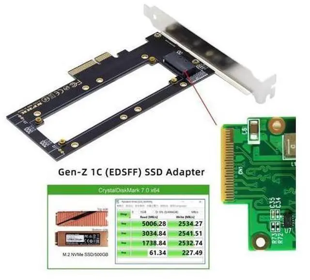 Alt view image 4 of 5 - Chenyang NVMe Ruler EDSFF SSD to PCI-E 4.0 X4 Host Adapter for 5.9mm 8.0mm 1U GEN-Z E1.S SSD