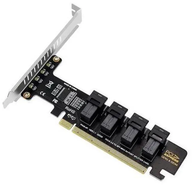 Main image of PH49 PCIe4.0 X16 to 4-Port U.2 NVME SFF-8643 SFF-8639 Expansion Card Support X4 X8 X16 Slot Motherboard with PCIE Split Function (Full Height)