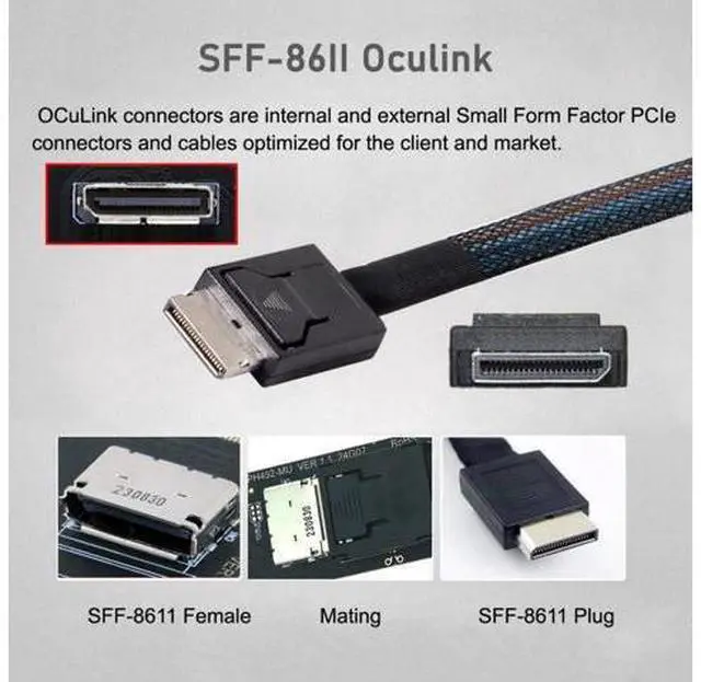 Alt view image 4 of 5 - CY Adapter PCI-Express 4.0 PCIE 4X to Oculink SFF-8612 SFF-8611 Host Card for U.2 SSD eGPU External Graphics Card Dock