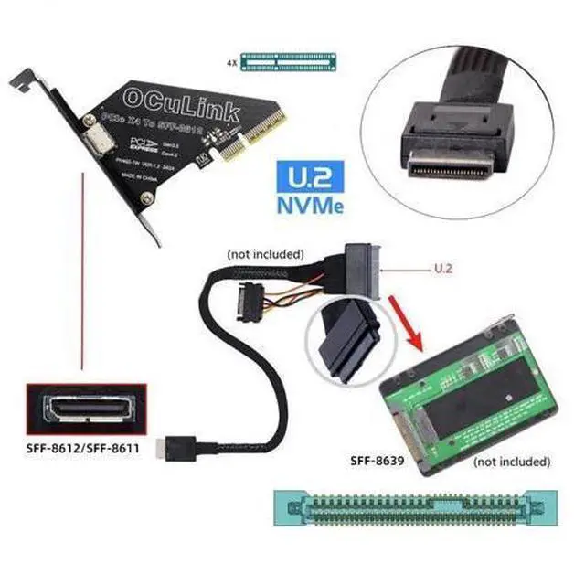 Alt view image 5 of 5 - CY Adapter PCI-Express 4.0 PCIE 4X to Oculink SFF-8612 SFF-8611 Host Card for U.2 SSD eGPU External Graphics Card Dock