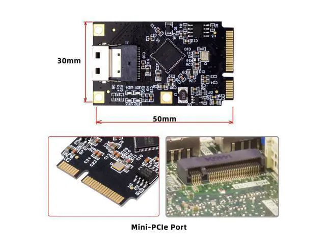 Alt view image 3 of 5 - NFHK Mini PCI-E PCI Express to Slimline SFF-8654 SATA 3.0 Four Ports Adapter Converter 6Gbps Disk Extension Card for SSD