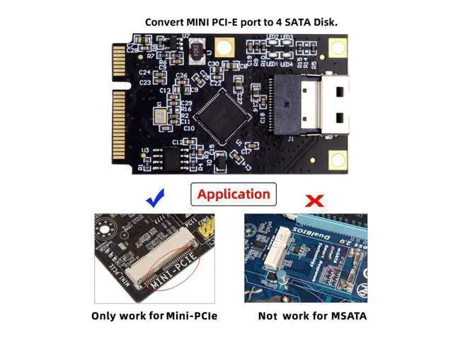 Alt view image 4 of 5 - NFHK Mini PCI-E PCI Express to Slimline SFF-8654 SATA 3.0 Four Ports Adapter Converter 6Gbps Disk Extension Card for SSD