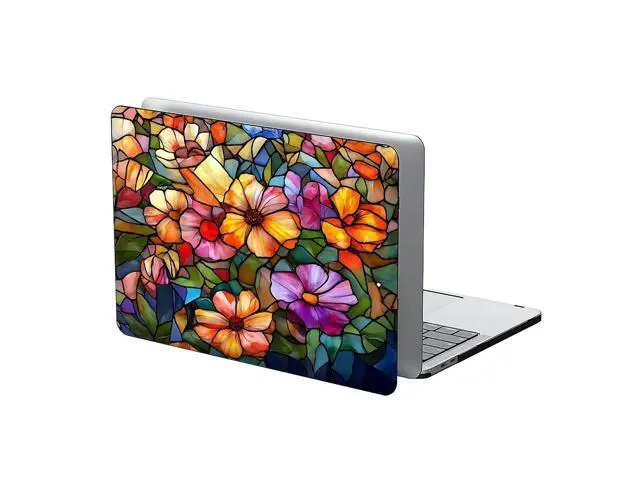 Alt view image 3 of 5 - FKBRCL4U for MacBook Air 13 Inch Case,Black Case 2018/2020 Version A1932/A2179/A2337 Plastic Hard Shell Computer Case Colorful Flower 3D Mosaic Vintage Pattern