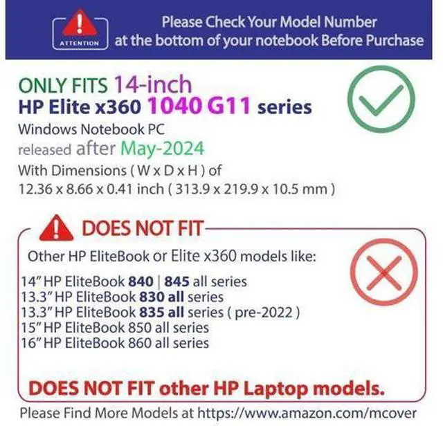 Alt view image 2 of 5 - mCover Case Only Compatible for 2024~2025 14" HP Elite x360 1040 G11 2-in-1 Series Windows Laptop (NOT Fitting Any Other HP Models) - Blue