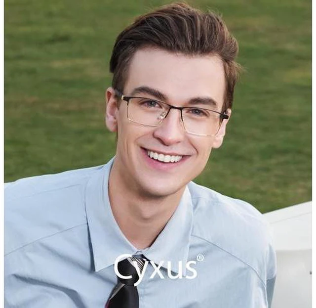 Alt view image 3 of 5 - Cyxus Carbon Fiber 99% Blue Light Glasses Men Women, 23g Semi-rim Square Frame for Computer Gaming 8146