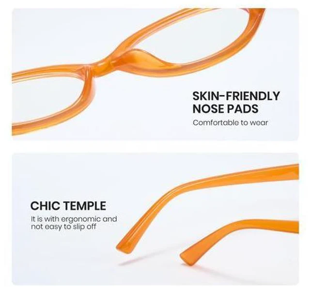 Alt view image 5 of 5 - Cyxus Small Cat Eye Blue Light Glasses for Women Chunky Frame Reduce Eye Strain UV Blocking8243T13 Orange