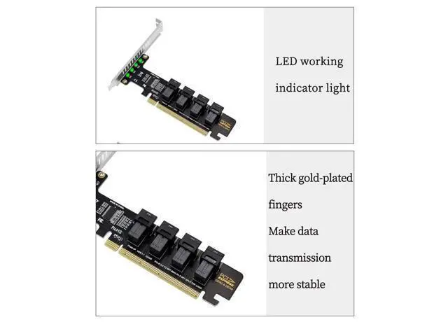 Alt view image 5 of 5 - PH49 PCIe4.0 X16 to 4-Port U.2 NVME SFF-8643 SFF-8639 Expansion Card Support X4 X8 X16 Slot Motherboard with PCIE Split Function (Full Height)