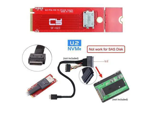 Alt view image 4 of 5 - xiwai PCI-E 3.0 PCI-Express 4.0 NVME M.2 M-Key to Oculink SFF-8612 SFF-8611 Host Adapter for PCIe U.2 eGPU SSD 2260 2280