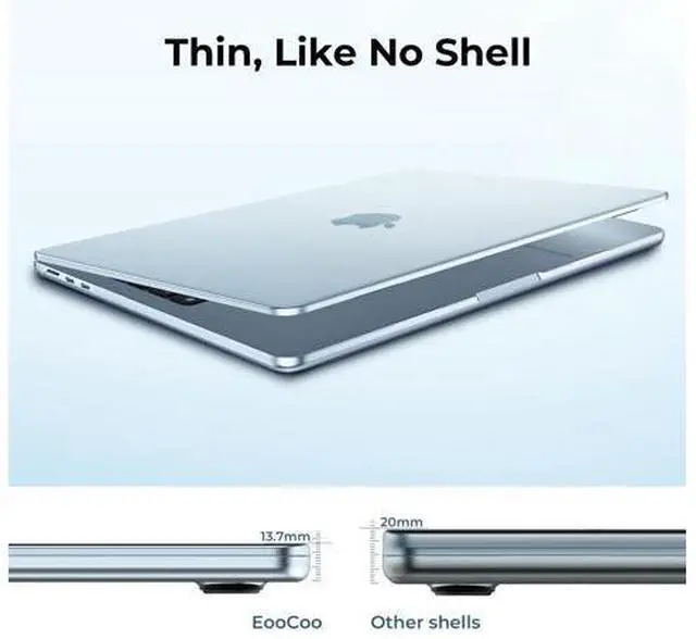 Alt view image 2 of 5 - EooCoo Compatible with MacBook Air 13 inch Case M4 2025 2024-2022 M3 M2 A3240 A3113 A2681, Matte Scratch Resistant Protective Hard Shell Cover Compatible for MacBook Air 13.6 inch Case, Sky Blue