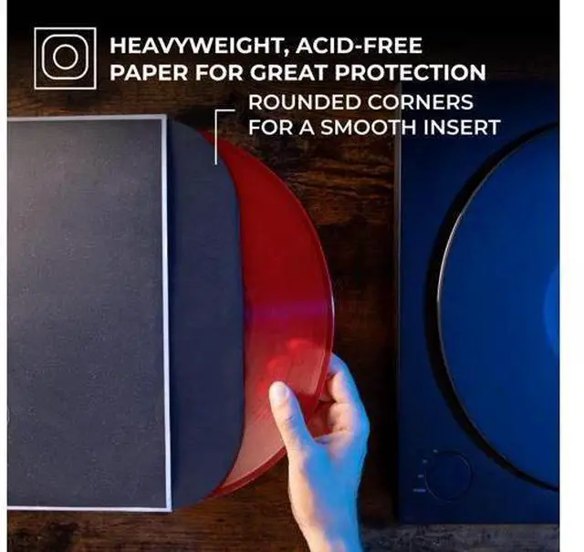 Alt view image 2 of 5 - Big Fudge Vinyl Record Inner Sleeves - LP Album Covers in Heavyweight & Acid Free Paper - Protective Cover with Round Corners for 12" Records - Black, 50 Pack