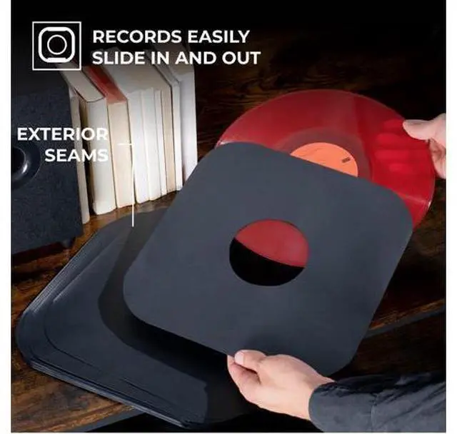 Alt view image 5 of 5 - Big Fudge Vinyl Record Inner Sleeves - LP Album Covers in Heavyweight & Acid Free Paper - Protective Cover with Round Corners for 12" Records - Black, 50 Pack