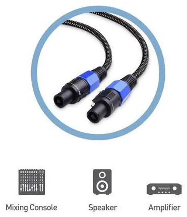 Alt view image 4 of 5 - Cable Matters 2-Pack, Premium Braided 12AWG Speaker Cable 6 ft Compatible with Speakon NL4FC Port