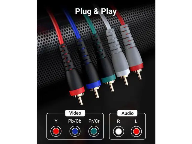Alt view image 4 of 5 - BlueRigger Component Video Cable with Audio (20FT, RCA- 5 Cable, Supports 1080i) - Compatible with DVD Players, VCR, Camcorder, Projector