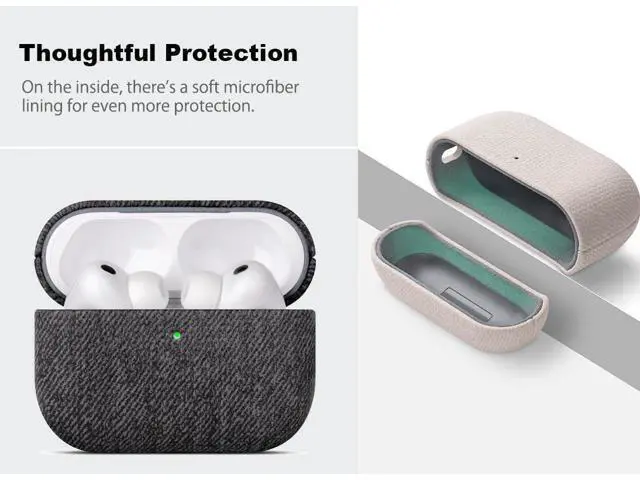 Alt view image 4 of 5 - Haobobro Handmade Case - for AirPods Pro 3 Case Cover - Selected Skin-Friendly Vegan Leather, Woolen Fabric Cloth Style, Drop Protective Hard Cover for AirPods Pro 3rd Generation E
