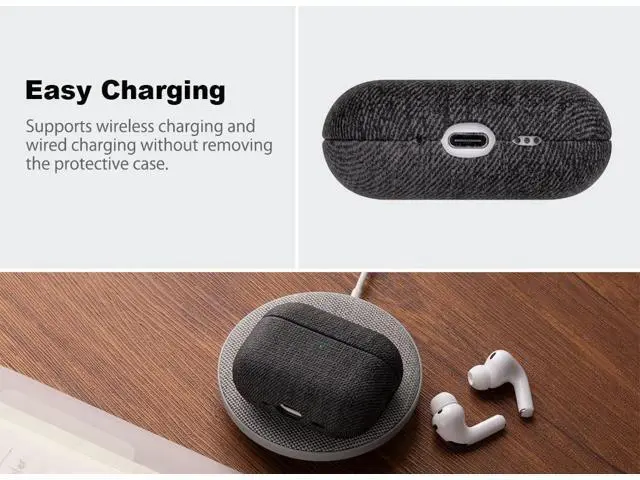 Alt view image 5 of 5 - Haobobro Handmade Case - for AirPods Pro 3 Case Cover - Selected Skin-Friendly Vegan Leather, Woolen Fabric Cloth Style, Drop Protective Hard Cover for AirPods Pro 3rd Generation E