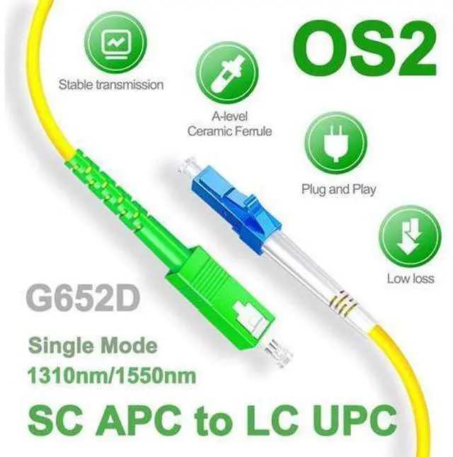 Alt view image 2 of 5 - 5Pcs 0.5 Meter Fiber Optic Patch Cord SC APC to LC UPC, Simplex Single Mode Fiber Cable Jumper OS2 G652D 9/125m, 1310nm/1550nm LSZH 3.0mm