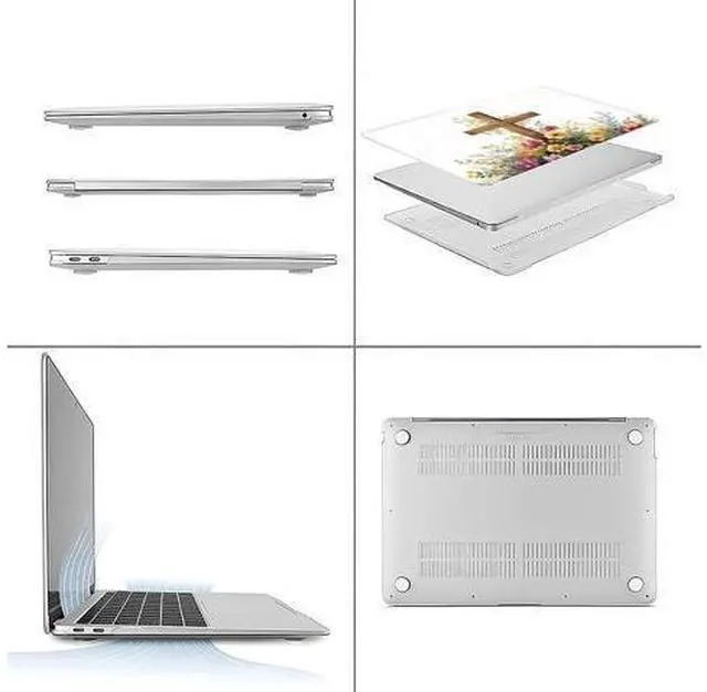 Alt view image 5 of 5 - Yicomon Compatible with MacBook Air 15 Inch Case 2023 M2 2025 M4 Chip Model A2941 A3241, Plastic Hard Shell Case for Mac Air 15 with Touch ID (2023) - Cross Flowers