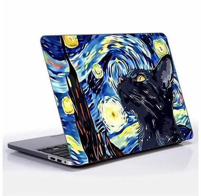 Main image of FKBRCL4U for MacBook Air 15 Inch of Black Case Sky Black Cat Looking Up Patterns 2023 Version of M2 A2941/M4 A3241 Plastic Hard Shell Black Computer Case