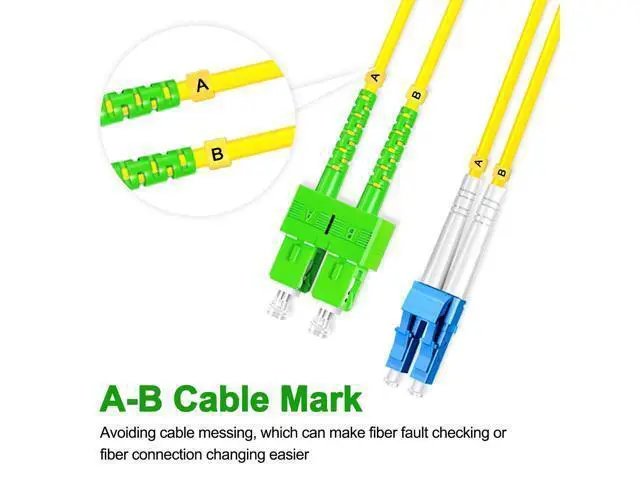 Alt view image 4 of 5 - 5Pcs 1 Meter Fiber Optic Patch Cord SC APC to LC UPC, Duplex Single Mode Fiber Cable Jumper OS2 G652D 9/125m, 1310nm/1550nm LSZH 3.0mm