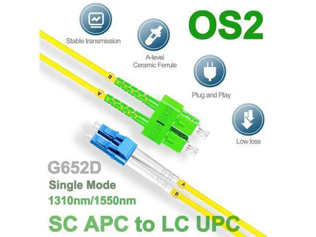 Alt view image 2 of 5 - 5Pcs 1 Meter Fiber Optic Patch Cord SC APC to LC UPC, Duplex Single Mode Fiber Cable Jumper OS2 G652D 9/125m, 1310nm/1550nm LSZH 3.0mm