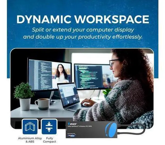 Alt view image 3 of 5 - OREI SplitExtend Laptop Docking Station 4K Dual Monitor - 2X USB 3.0, 1x Type-C, SD Card Reader - USB-C Adapter to HDMI 2.0 Extended Screen, 4K@30Hz Outputs - 100W PD