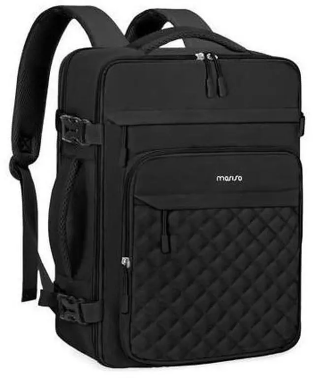 Main image of MOSISO Travel Backpack for Women Men, 17-17.3 inch Rhombus Quilted Laptop Backpack Flight Approved with Packing Cubes, Carry on Daypack with USB Port for College Work Business, Black