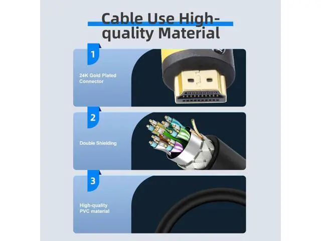 Alt view image 3 of 5 - Postta HDMI Cable(50 Feet Yellow) HDMI 2.0V Support 4K 2160P,1080P,3D,Audio Return and Ethernet - 1 Pack
