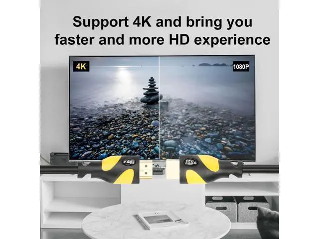 Alt view image 4 of 5 - Postta HDMI Cable(50 Feet Yellow) HDMI 2.0V Support 4K 2160P,1080P,3D,Audio Return and Ethernet - 1 Pack