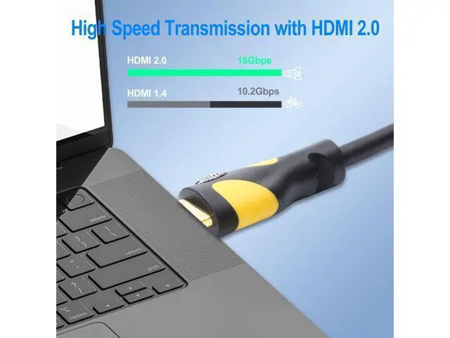 Alt view image 5 of 5 - Postta HDMI Cable(50 Feet Yellow) HDMI 2.0V Support 4K 2160P,1080P,3D,Audio Return and Ethernet - 1 Pack