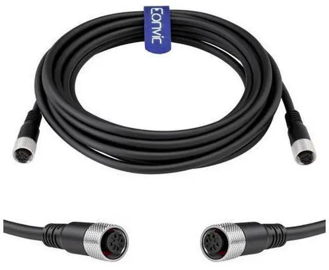 Main image of Eonvic Industrial M12 A Code 4 Pin Female to Female Connector Molded PVC Aviation Sensor Cable (5m)