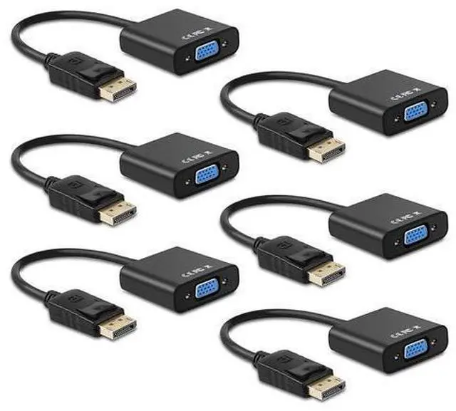 Main image of Display Port to VGA, Multi-Pack Gold-Plated DisplayPort to VGA Converter Adapter (Male to Female) for Computer, Desktop, Laptop, PC, Monitor, Projector, HDTV, HP, Lenovo, Dell, ASUS and More (6-Pack)