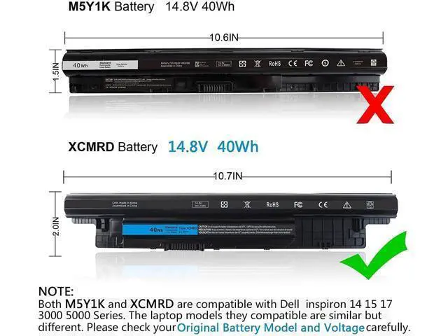 Alt view image 5 of 5 - 40Wh XCMRD 14.8V Battery for Dell laptop Inspiron 3521 15 3000 Series 15 3531 3537 5521 5537 3542 3543 3541 17 3721 3737 17R 5737 5721 14 3421 5421 3437 3443 Latitude 3440 3540 P28F P40F P26E T1G4M